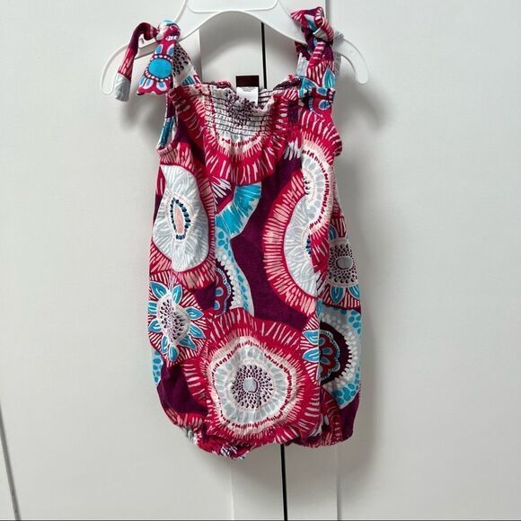 Tea Collection Sleeveless Tie Patterned Snap Onesie for Baby Girl - 3-6 months - Picture 1 of 4